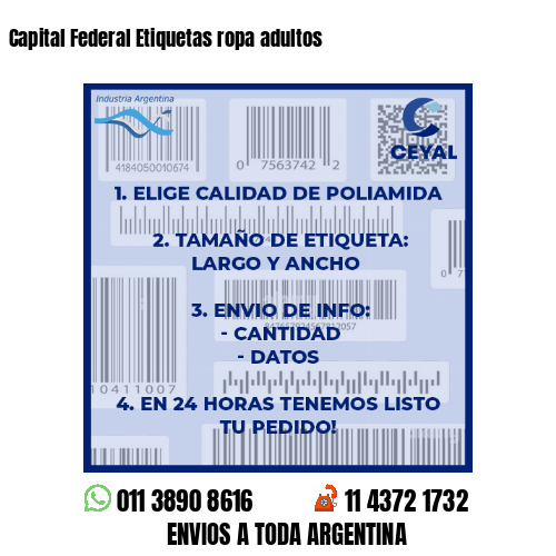 Capital Federal Etiquetas ropa adultos