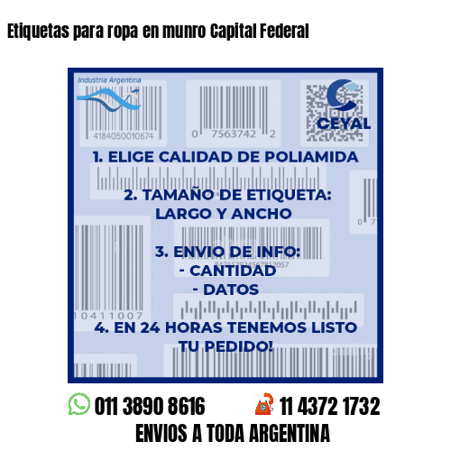 Etiquetas para ropa en munro Capital Federal