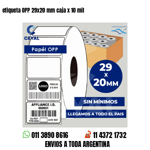 etiqueta OPP 29x20 mm caja x 10 mil