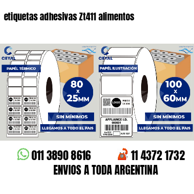 etiquetas adhesivas Zt411 alimentos