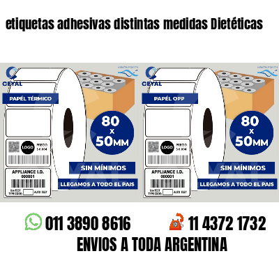 etiquetas adhesivas distintas medidas Dietéticas