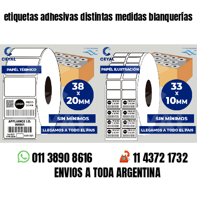 etiquetas adhesivas distintas medidas blanquerías