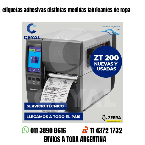 etiquetas adhesivas distintas medidas fabricantes de ropa