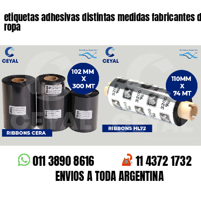 etiquetas adhesivas distintas medidas fabricantes de ropa