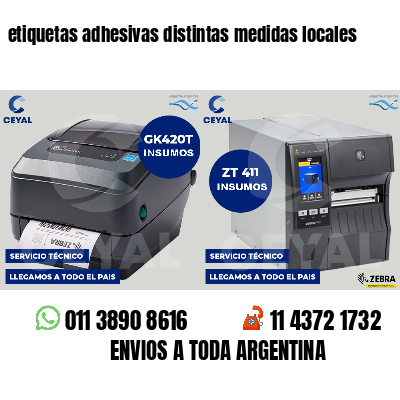 etiquetas adhesivas distintas medidas locales