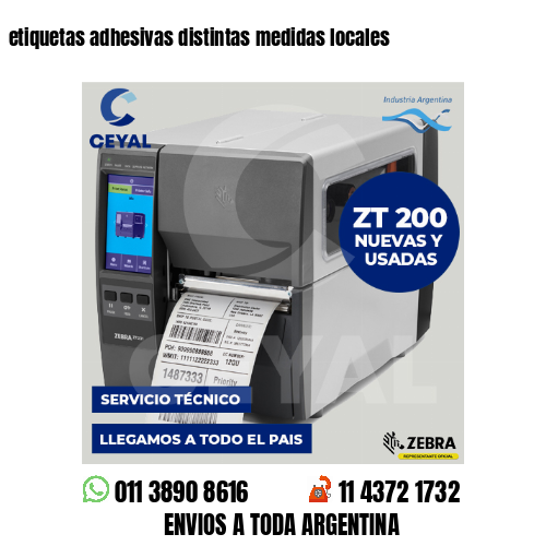 etiquetas adhesivas distintas medidas locales