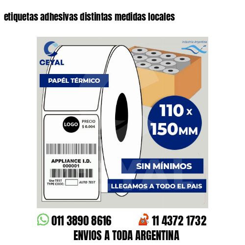etiquetas adhesivas distintas medidas locales
