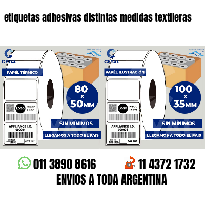 etiquetas adhesivas distintas medidas textileras