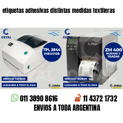 etiquetas adhesivas distintas medidas textileras