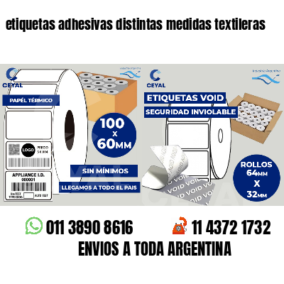 etiquetas adhesivas distintas medidas textileras