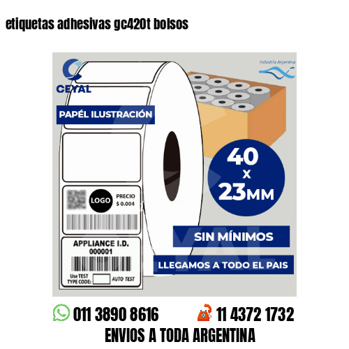 etiquetas adhesivas gc420t bolsos