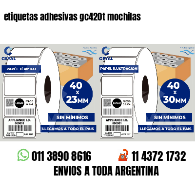 etiquetas adhesivas gc420t mochilas