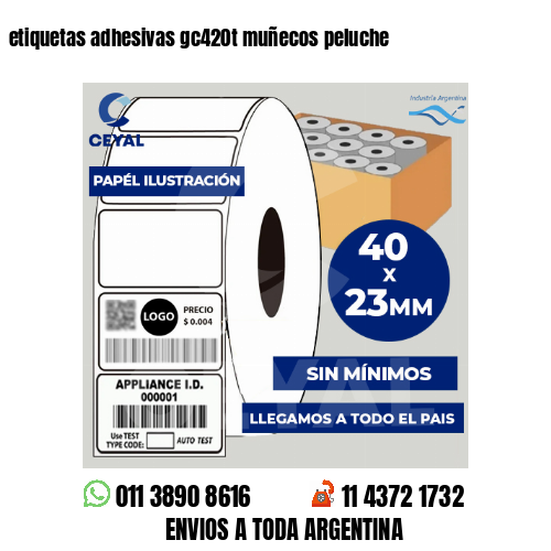 etiquetas adhesivas gc420t muñecos peluche