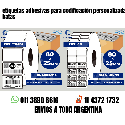 etiquetas adhesivas para codificación personalizada batas