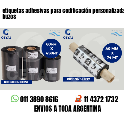 etiquetas adhesivas para codificación personalizada buzos