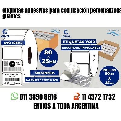 etiquetas adhesivas para codificación personalizada guantes