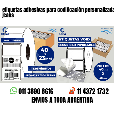 etiquetas adhesivas para codificación personalizada jeans