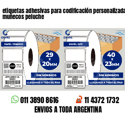 etiquetas adhesivas para codificación personalizada muñecos peluche