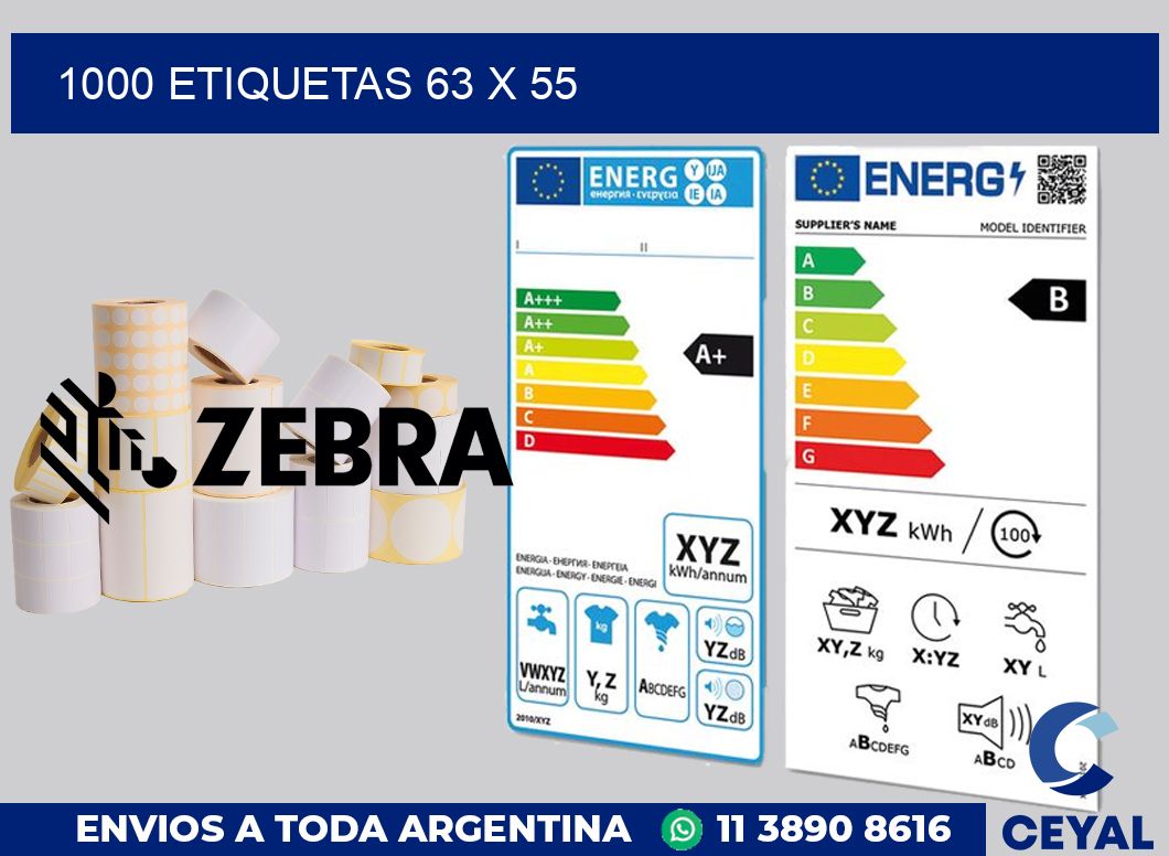 1000 etiquetas 63 x 55