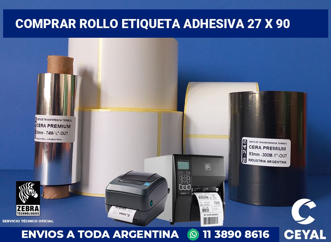 Comprar rollo etiqueta adhesiva 27 x 90