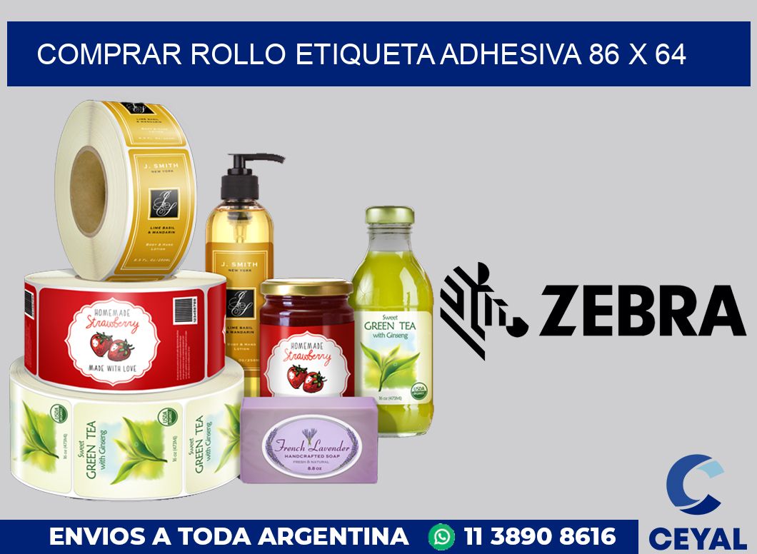 Comprar rollo etiqueta adhesiva 86 x 64