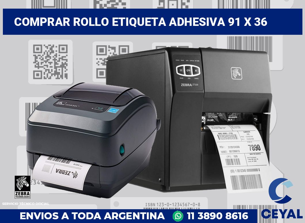 Comprar rollo etiqueta adhesiva 91 x 36