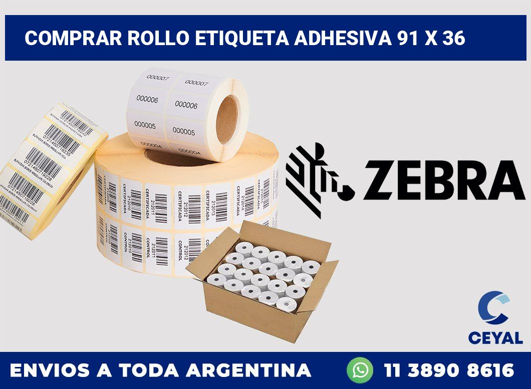 Comprar rollo etiqueta adhesiva 91 x 36