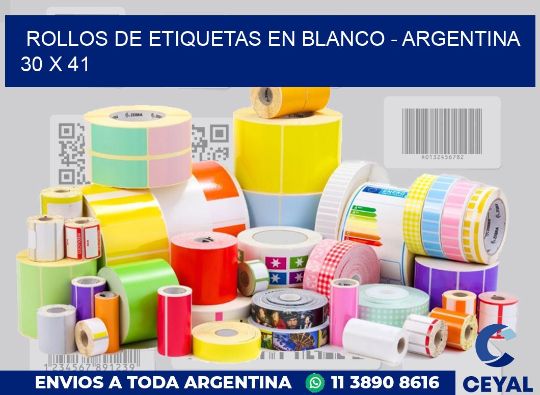 Rollos de etiquetas en blanco – Argentina 30 x 41