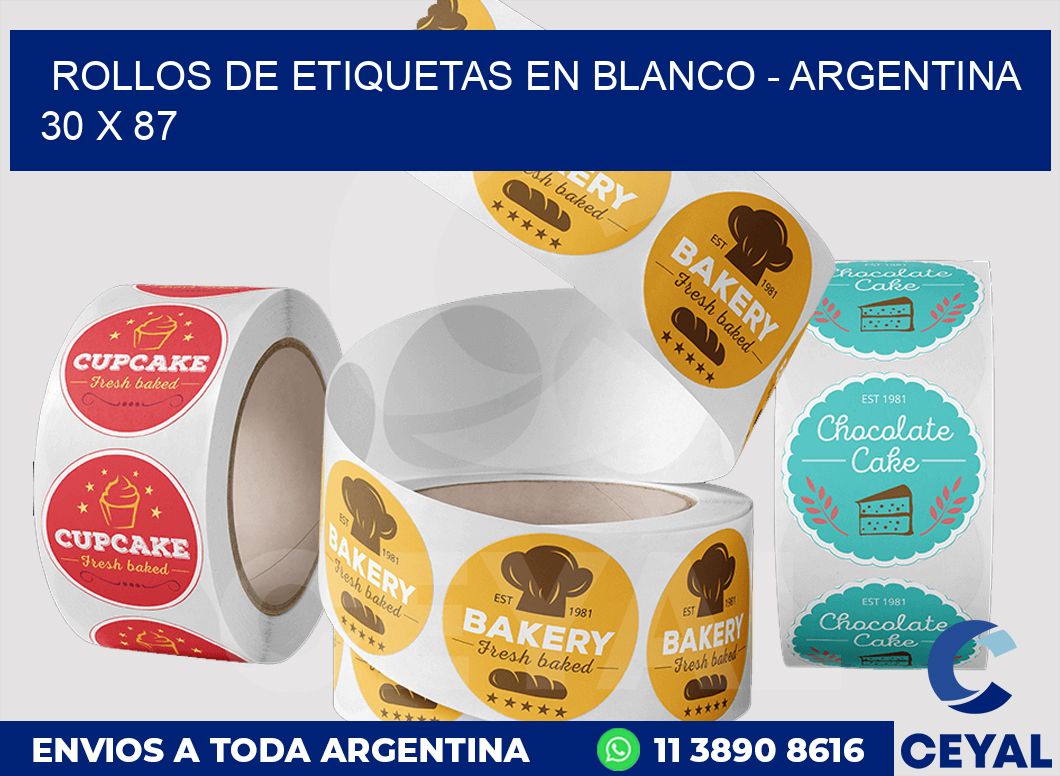 Rollos de etiquetas en blanco - Argentina 30 x 87