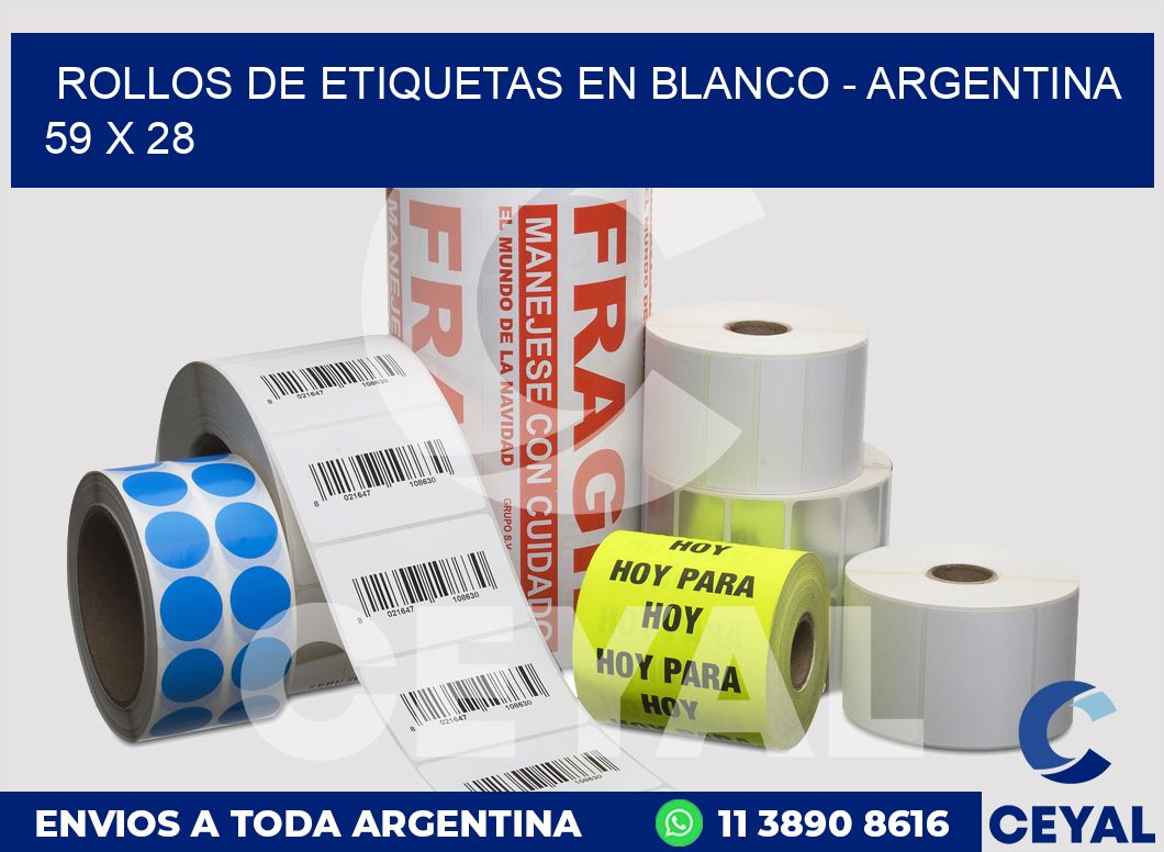 Rollos de etiquetas en blanco - Argentina 59 x 28