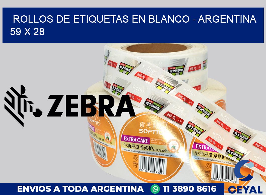 Rollos de etiquetas en blanco - Argentina 59 x 28