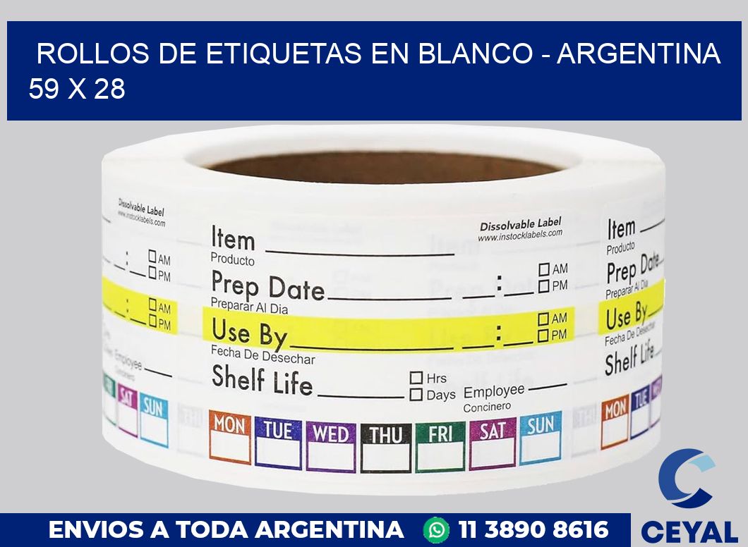 Rollos de etiquetas en blanco – Argentina 59 x 28