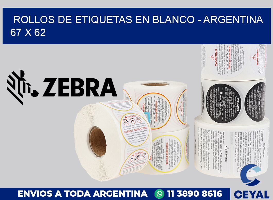 Rollos de etiquetas en blanco - Argentina 67 x 62