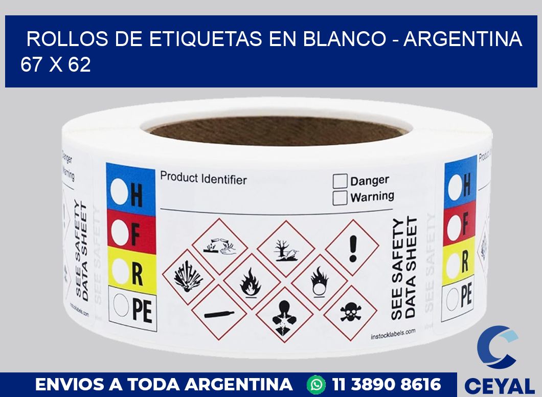 Rollos de etiquetas en blanco – Argentina 67 x 62