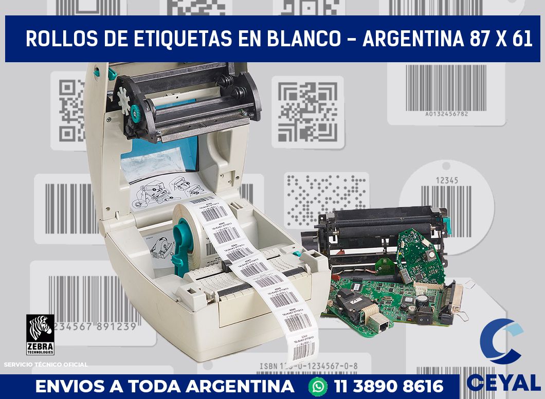 Rollos de etiquetas en blanco - Argentina 87 x 61