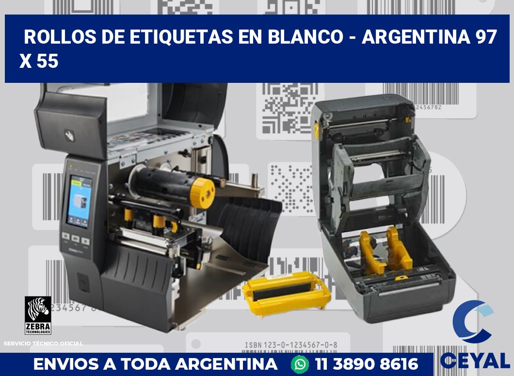 Rollos de etiquetas en blanco - Argentina 97 x 55