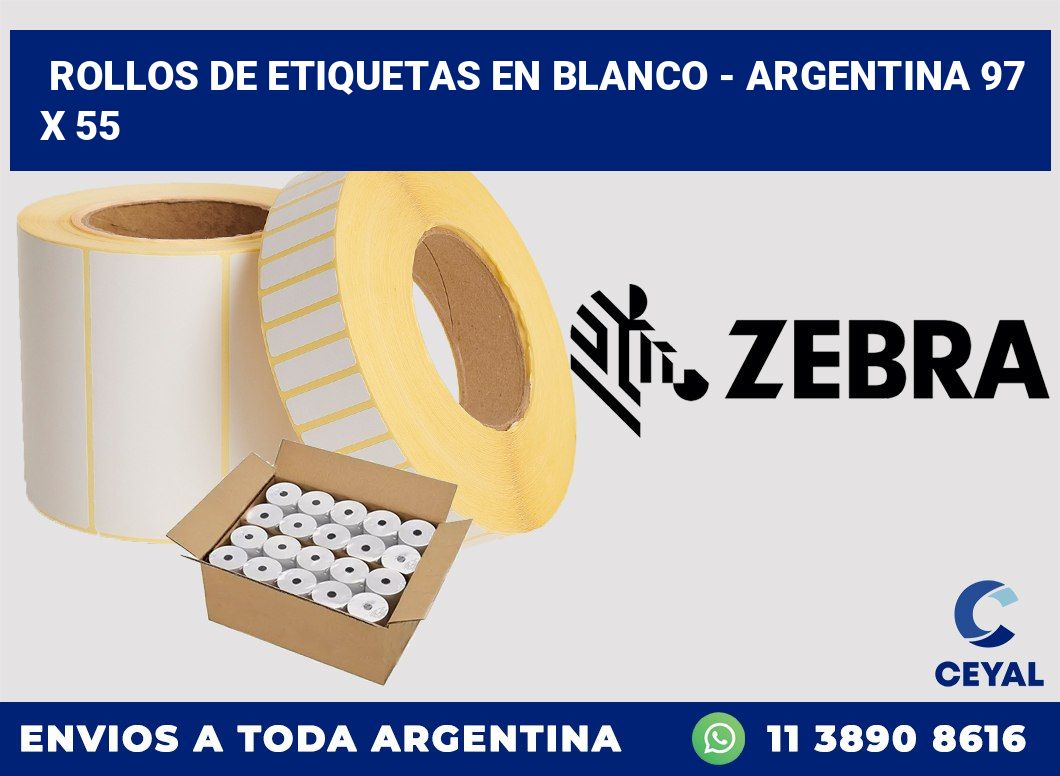 Rollos de etiquetas en blanco – Argentina 97 x 55