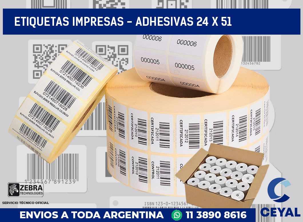 etiquetas impresas - Adhesivas 24 x 51