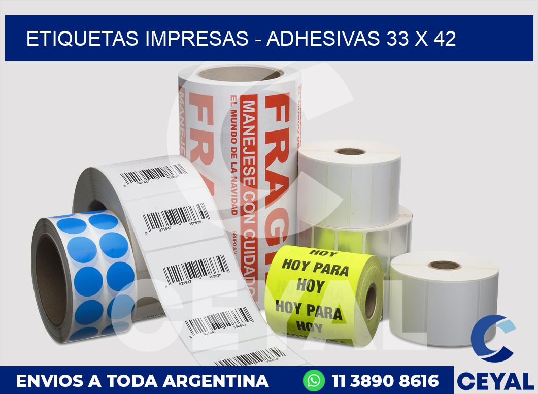 etiquetas impresas - Adhesivas 33 x 42