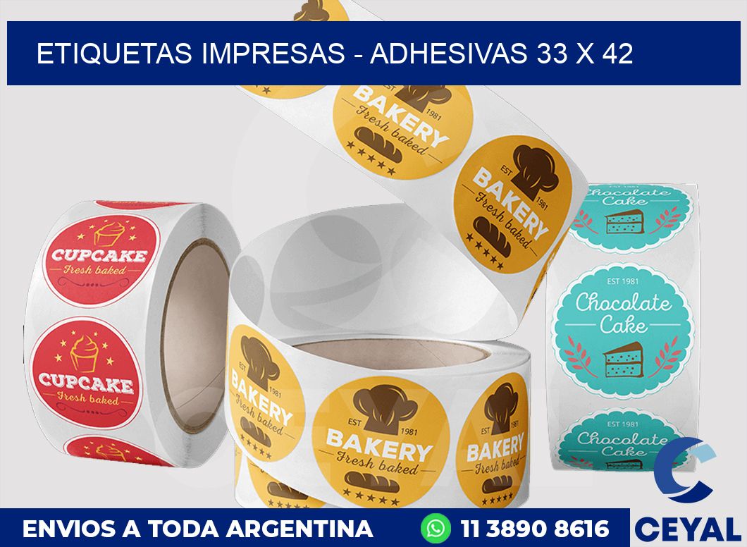 etiquetas impresas – Adhesivas 33 x 42