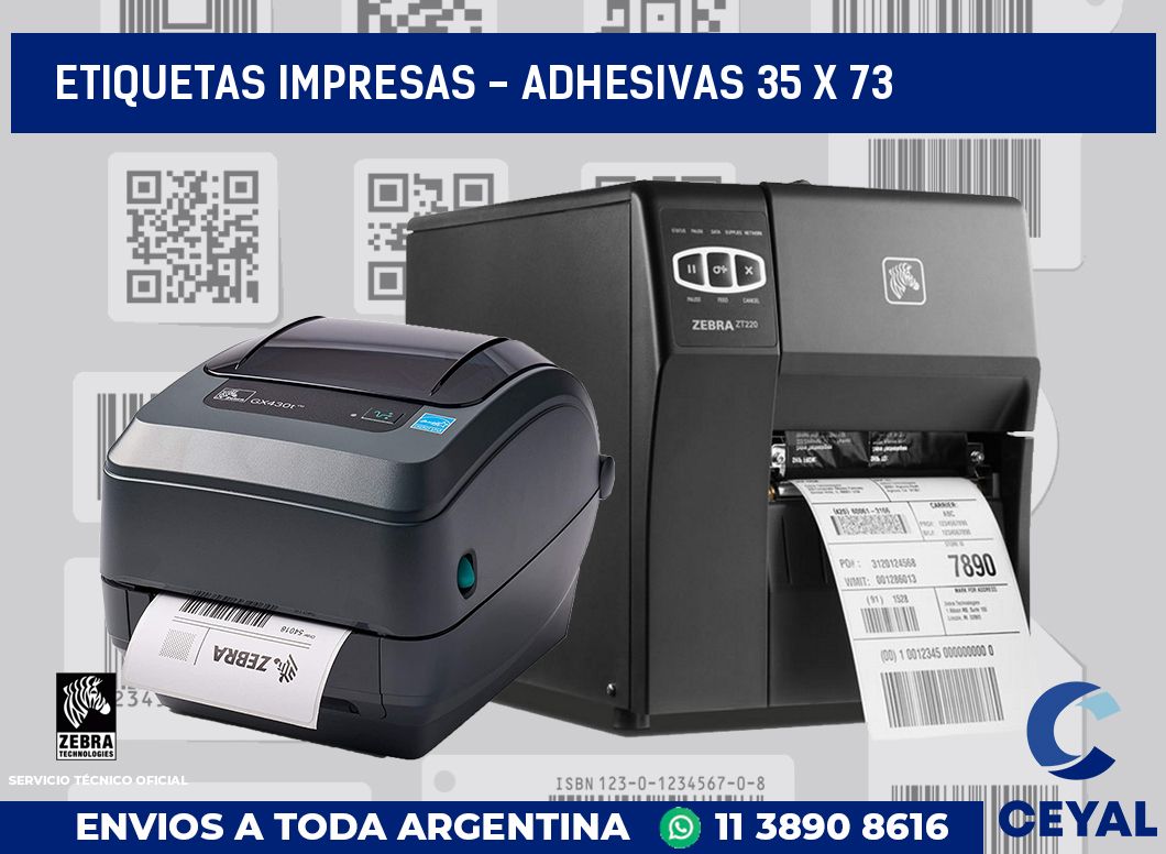 etiquetas impresas - Adhesivas 35 x 73