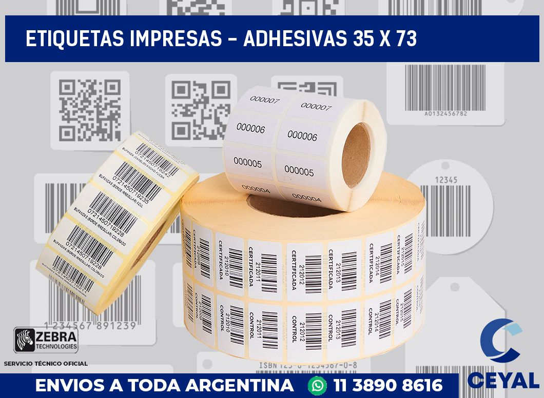 etiquetas impresas - Adhesivas 35 x 73