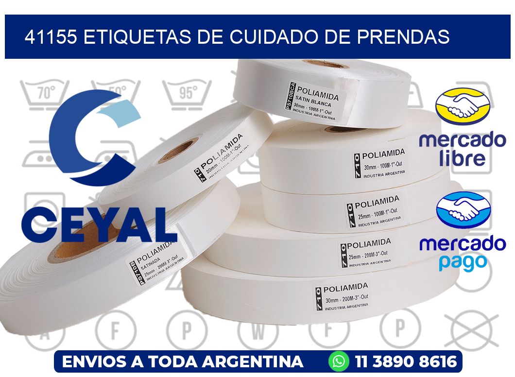 41155 Etiquetas de cuidado de Prendas