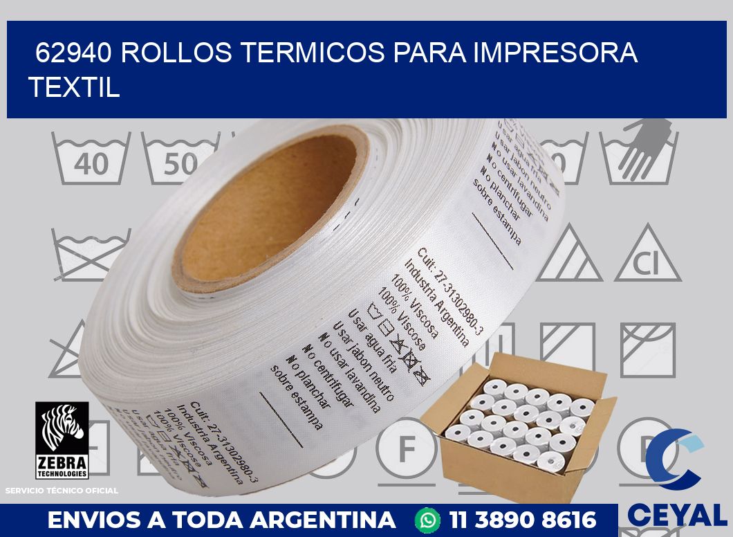 62940 rollos termicos para impresora textil