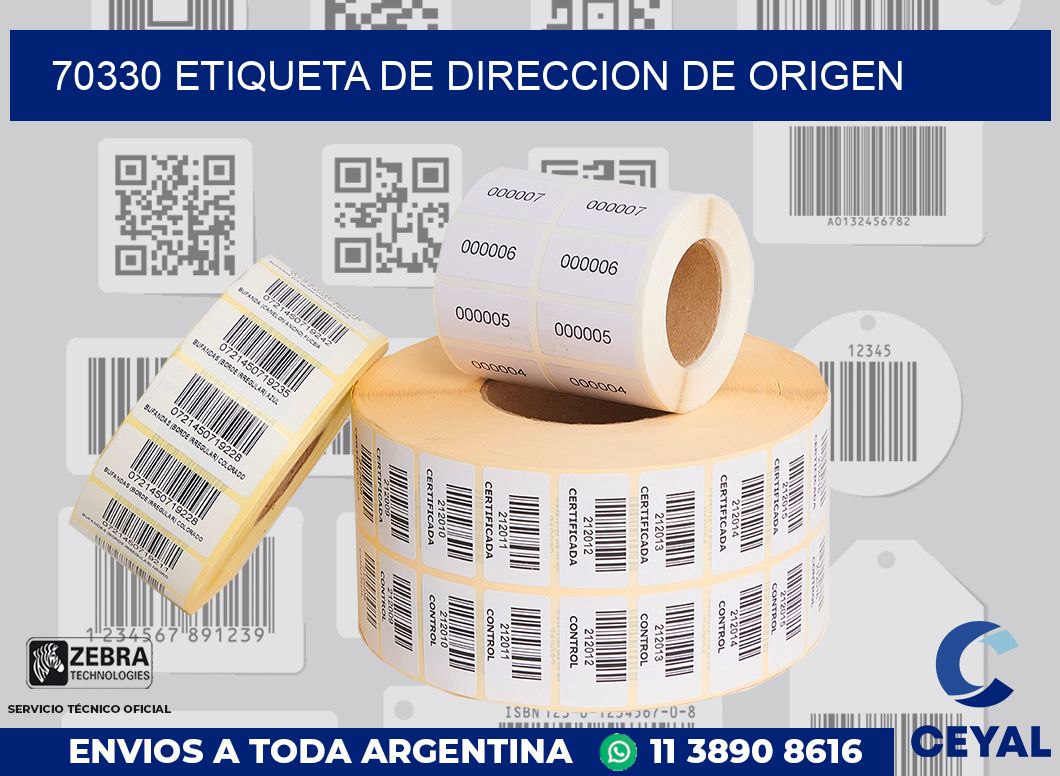 70330 Etiqueta de direccion de origen