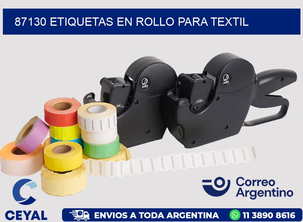 87130 etiquetas en rollo para textil