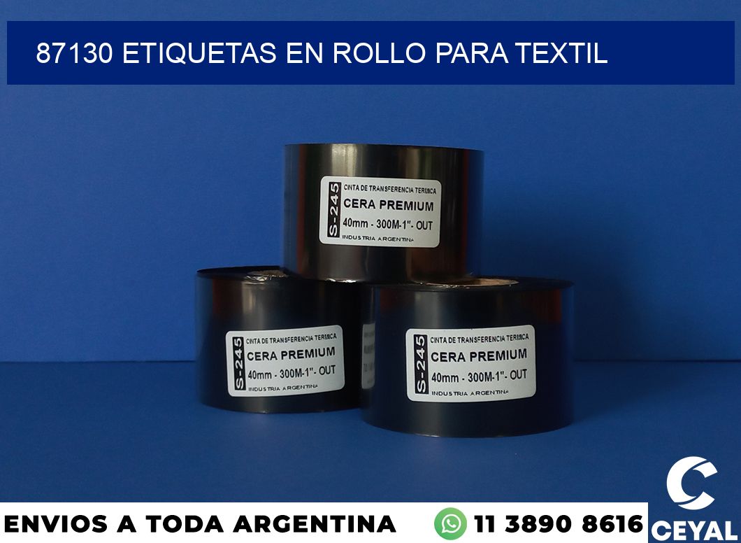 87130 etiquetas en rollo para textil