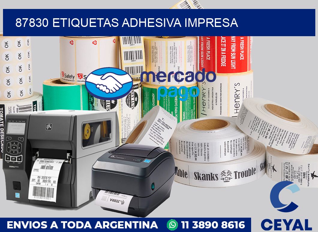 87830 etiquetas adhesiva impresa