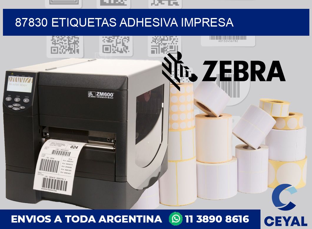 87830 etiquetas adhesiva impresa
