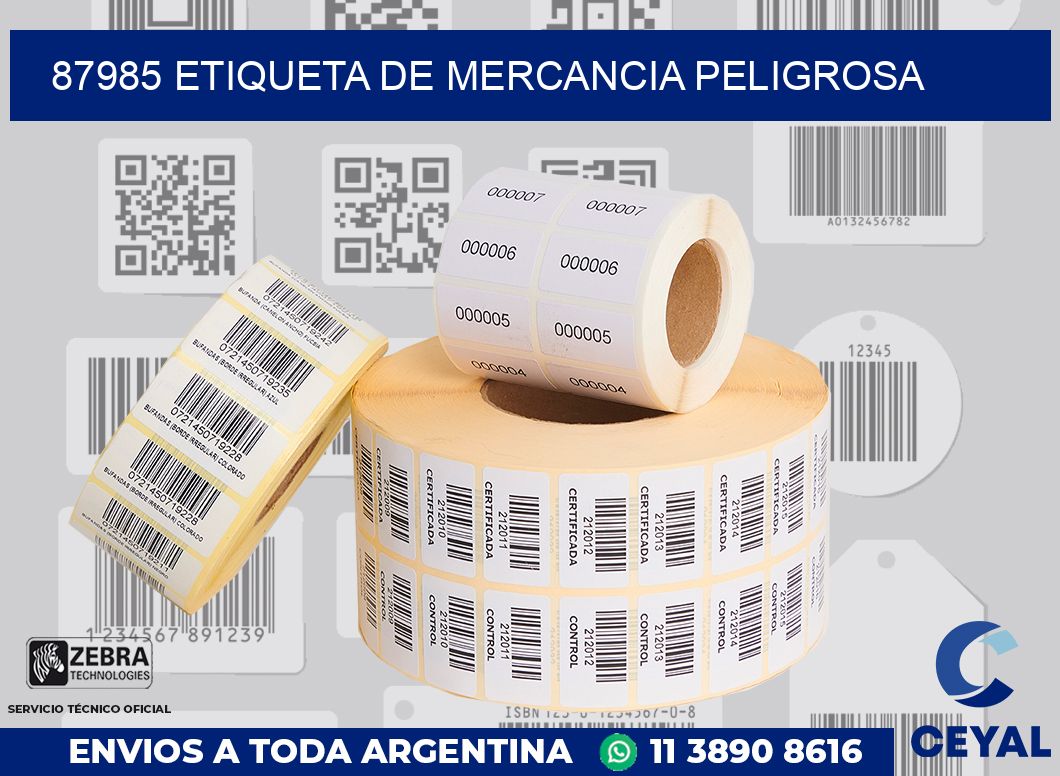 87985 Etiqueta de mercancia peligrosa
